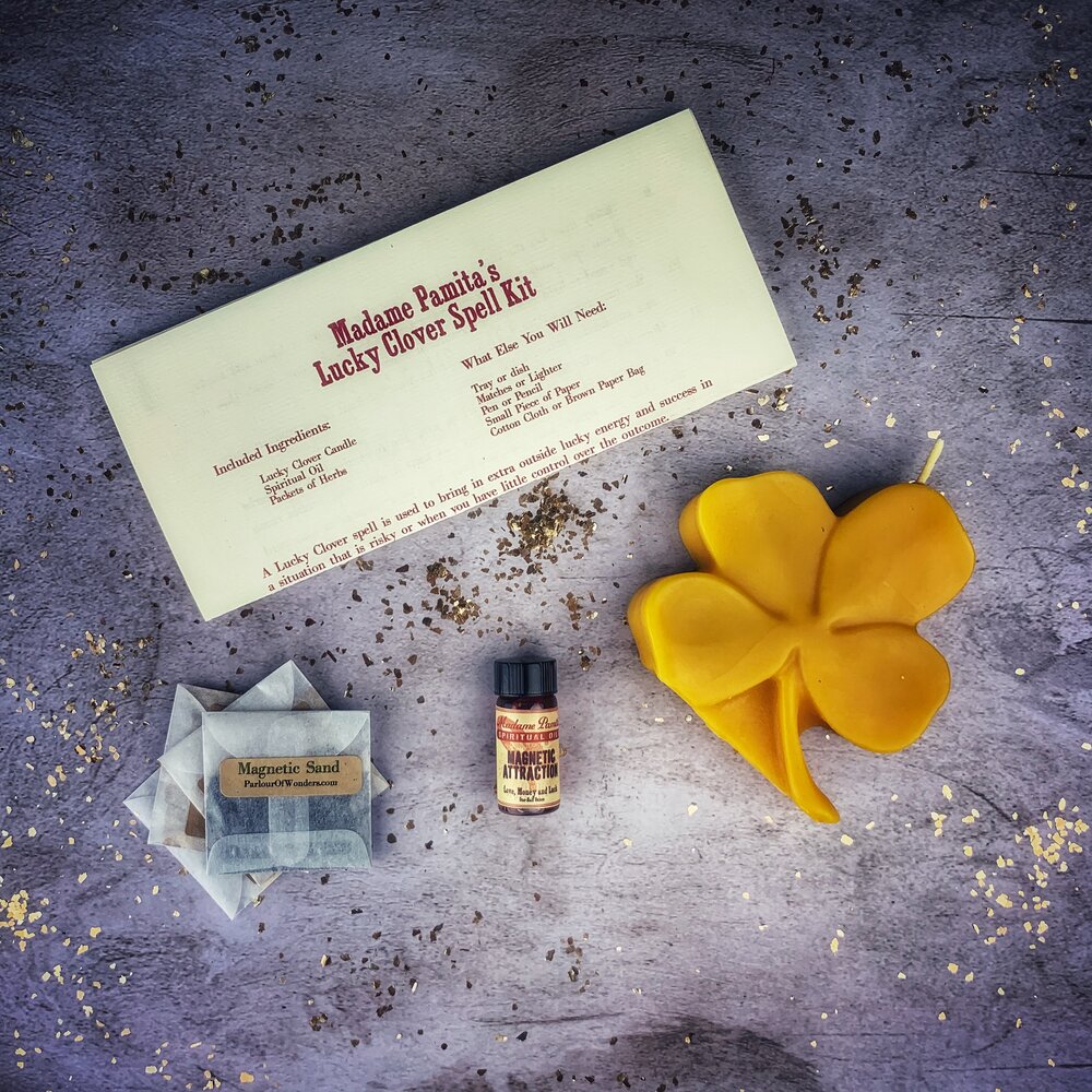 Lucky Clover Candle Spell Kit – Yellow (Fame Luck)