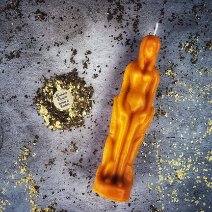 Female Figural Candle Spell Kit - Sympathetic Magic & Personal Power – Orange (Road Opener) Candle Spell Kit