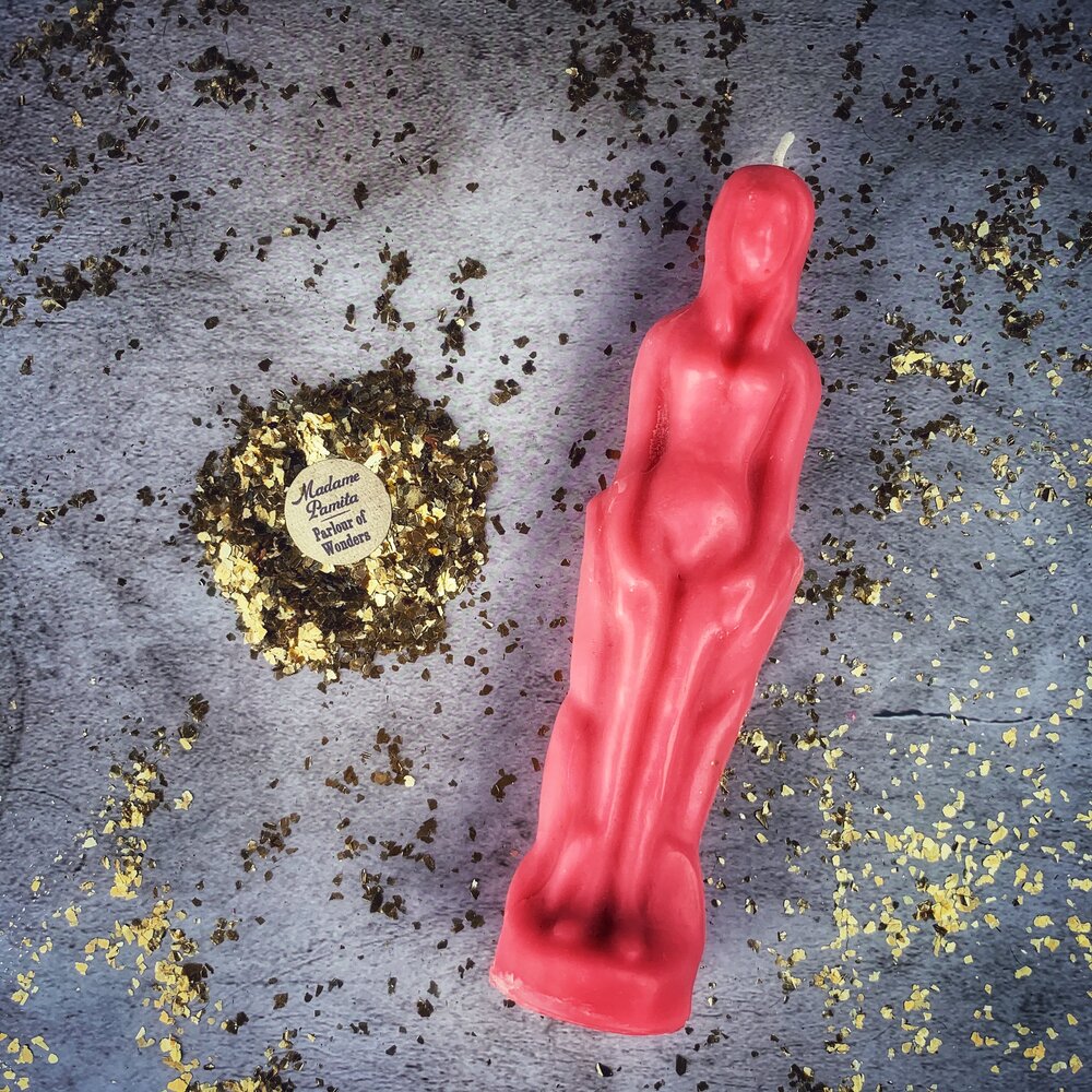 Female Figural Candle Spell Kit - Sympathetic Magic & Personal Power – Pink (Romance) Candle Spell Kit