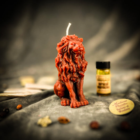 Lion Candle Spell Kit - Courage & Leadership – Brown (Grounding) Candle Spell Kit