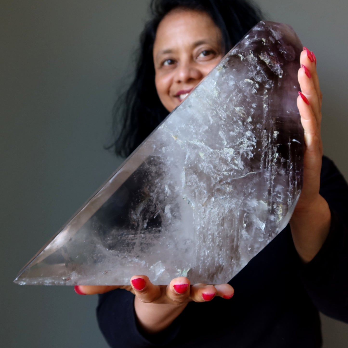 Quartz Showpiece Amethyst Smoky Crystal Trifecta 13.5 Inch –