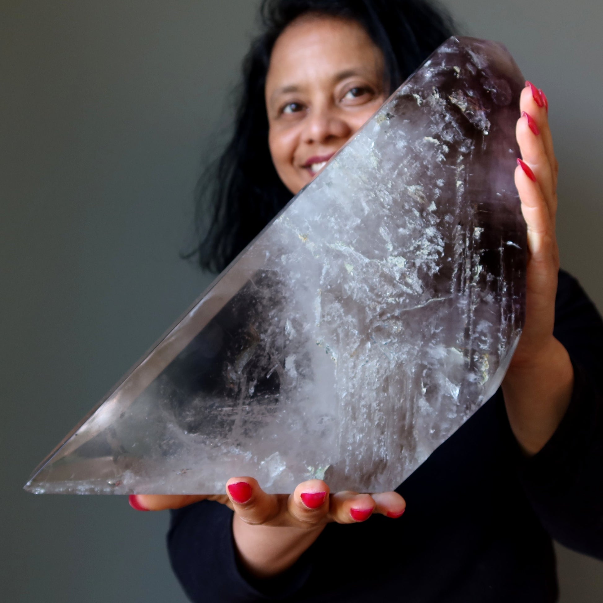 Quartz Showpiece Amethyst Smoky Crystal Trifecta 13.5 Inch –