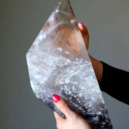 Quartz Showpiece Amethyst Smoky Crystal Trifecta 13.5 Inch –