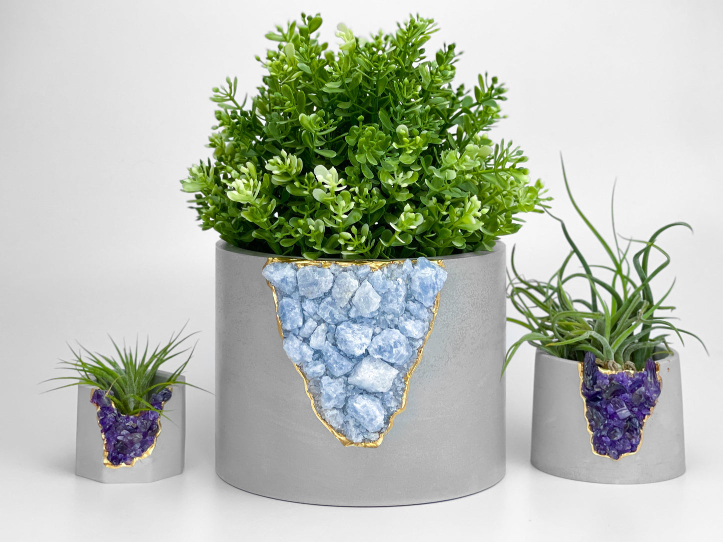 6" BLUE CALCITE PLANTER – Small Geode Planter