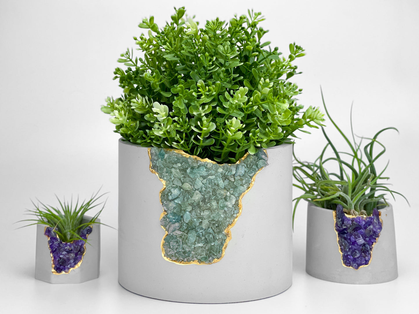 6" GREEN APATITE PLANTER – Small Geode Planter