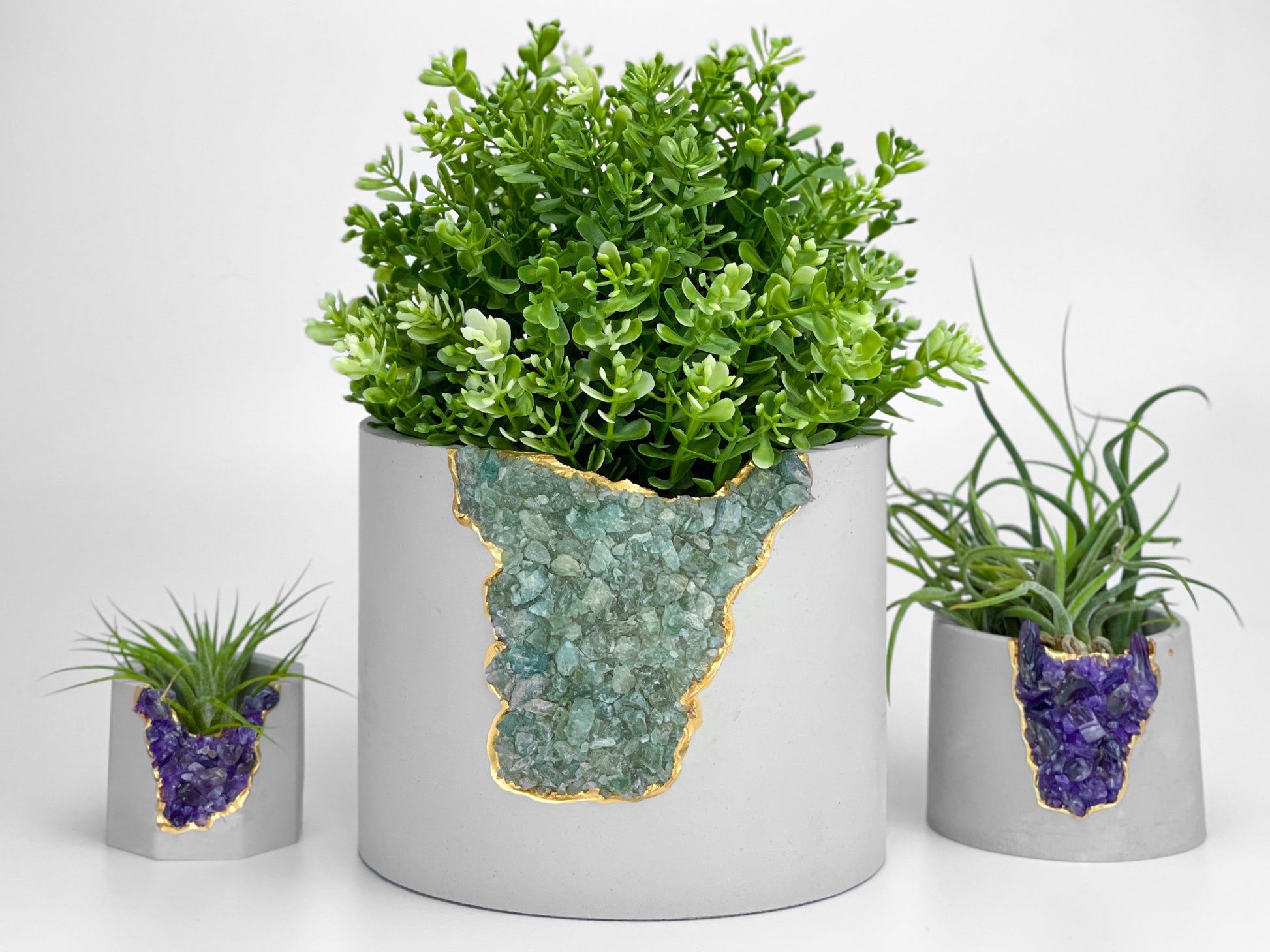 6" GREEN APATITE PLANTER – Small Geode Planter