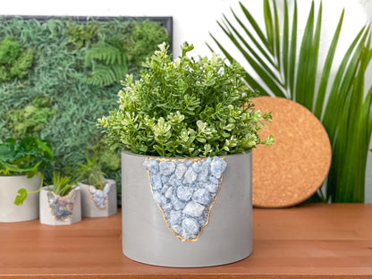 6" BLUE CALCITE PLANTER – Small Geode Planter