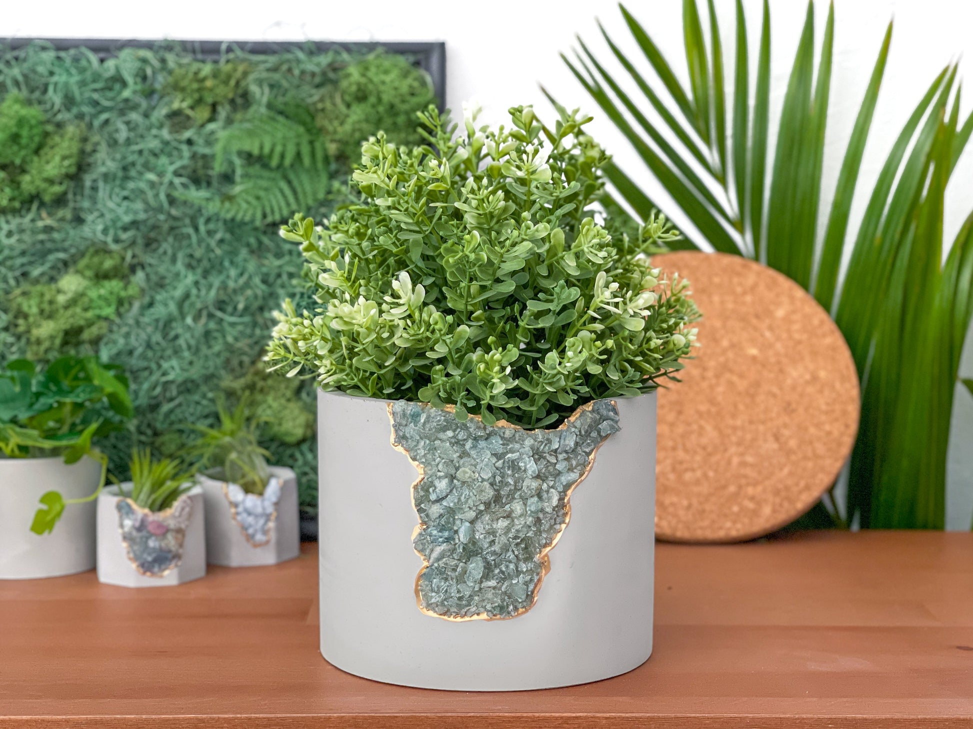 6" GREEN APATITE PLANTER – Small Geode Planter