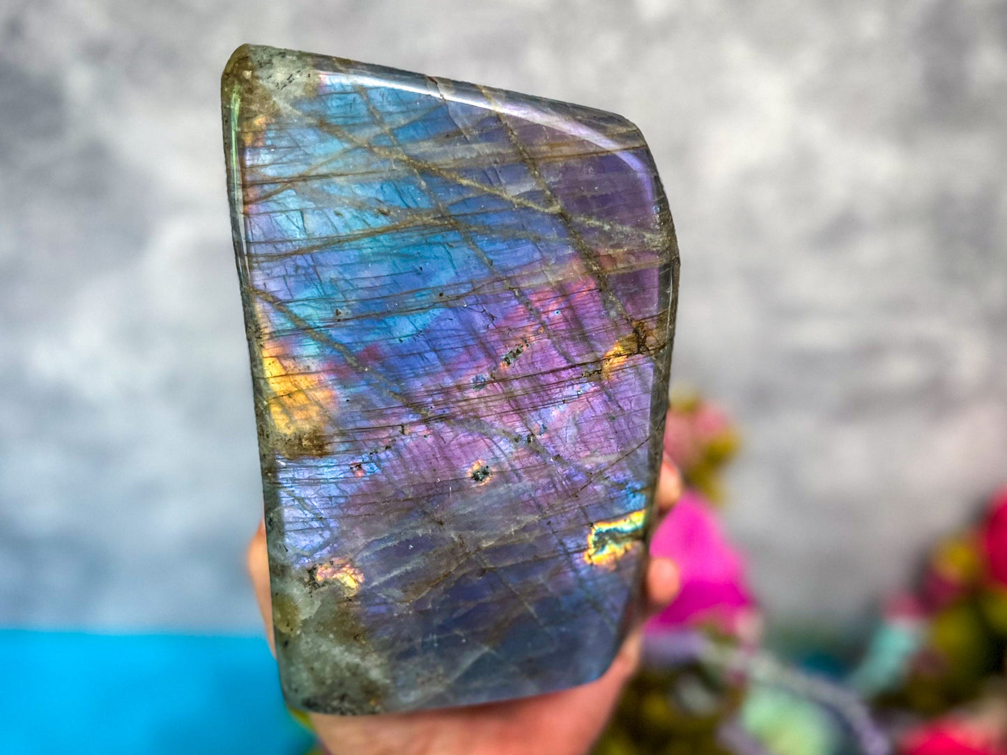 Labradorite Freeform – 2+ lb Polished Crystal with Flash – 1600-1649 grams