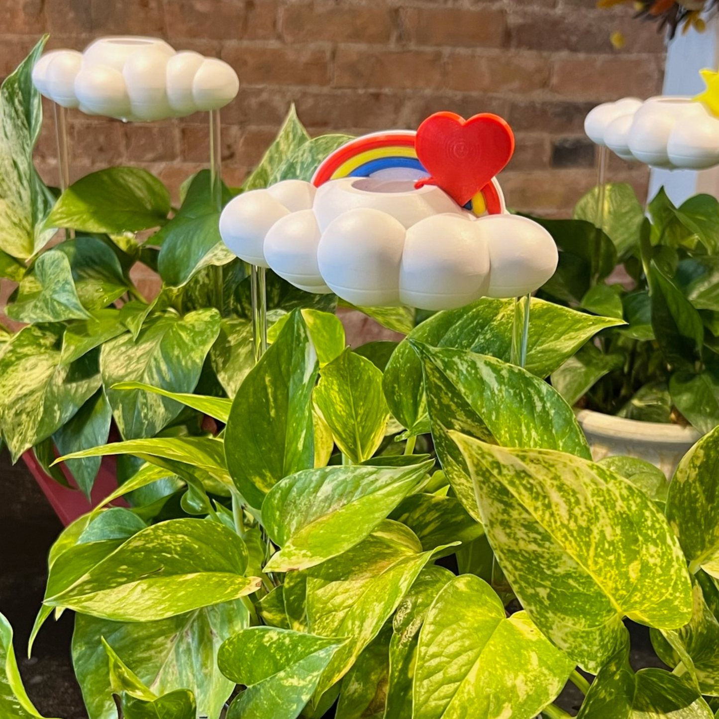 Original Dripping Rain Cloud with Red Heart and Rainbow Charms – Clouds