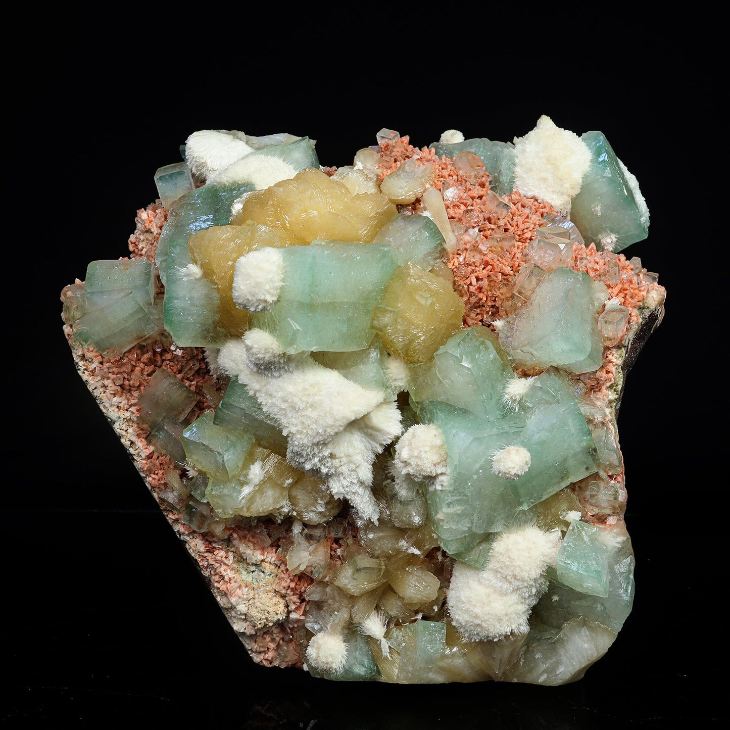 Rare Green Apophyllite with Heulandite Natural Mineral Specimen – Apophyllite
