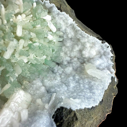 RARE Green Natrolite with Stilbite on Chalcedony | SELF STANDING | Indian Mineral | Superb Minerals | Rare Minerals | Collectors Piece – Natrolite