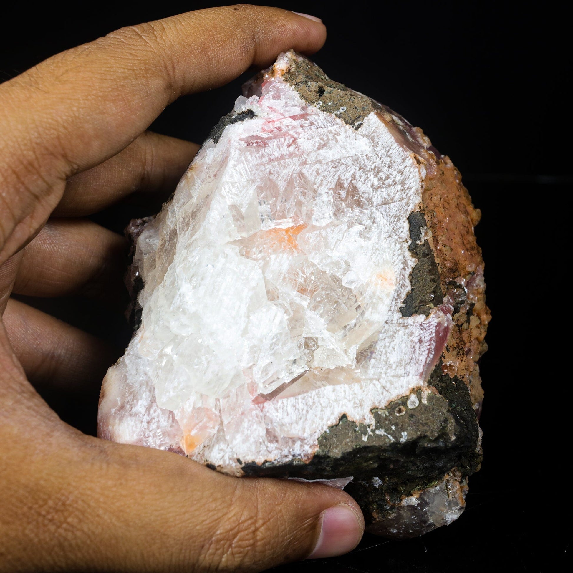 Moldy Raspberry Calcite with Mesolite Specimen – 632g India – Calcite