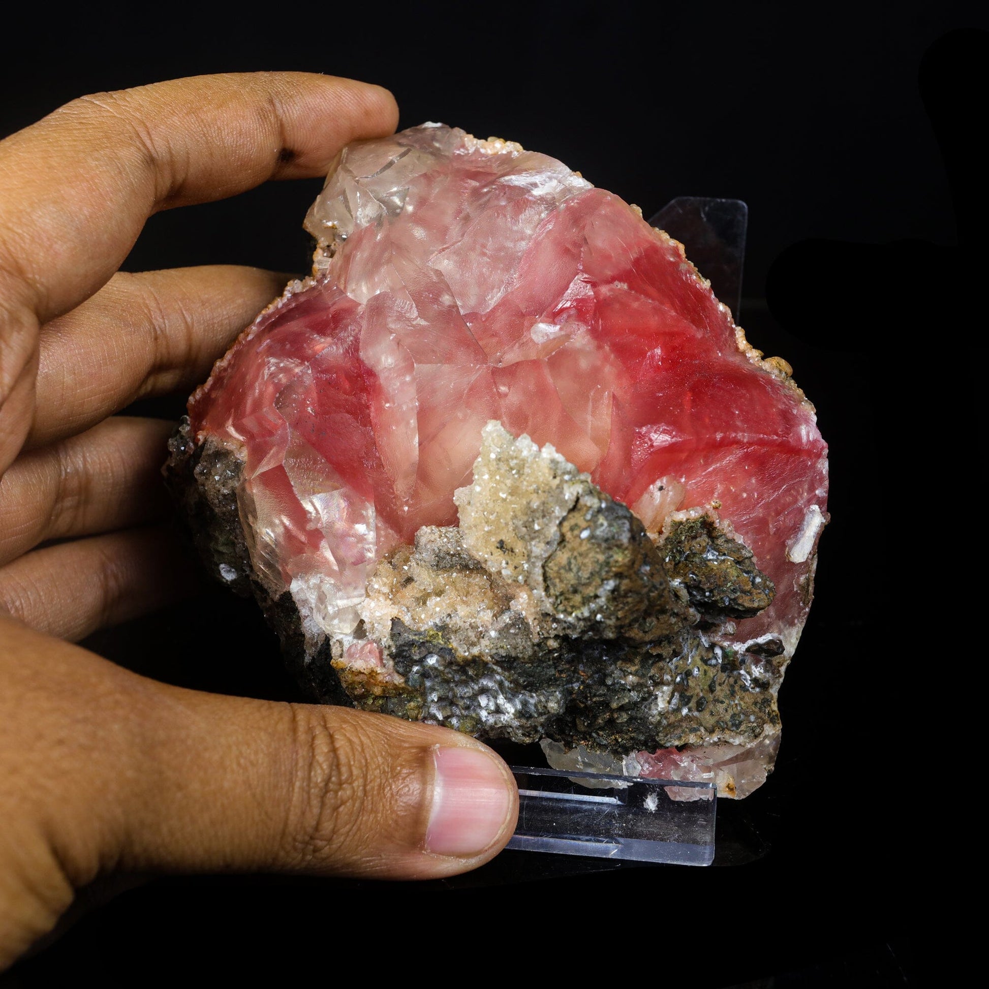 Moldy Raspberry Calcite with Mesolite Specimen – 632g India – Calcite