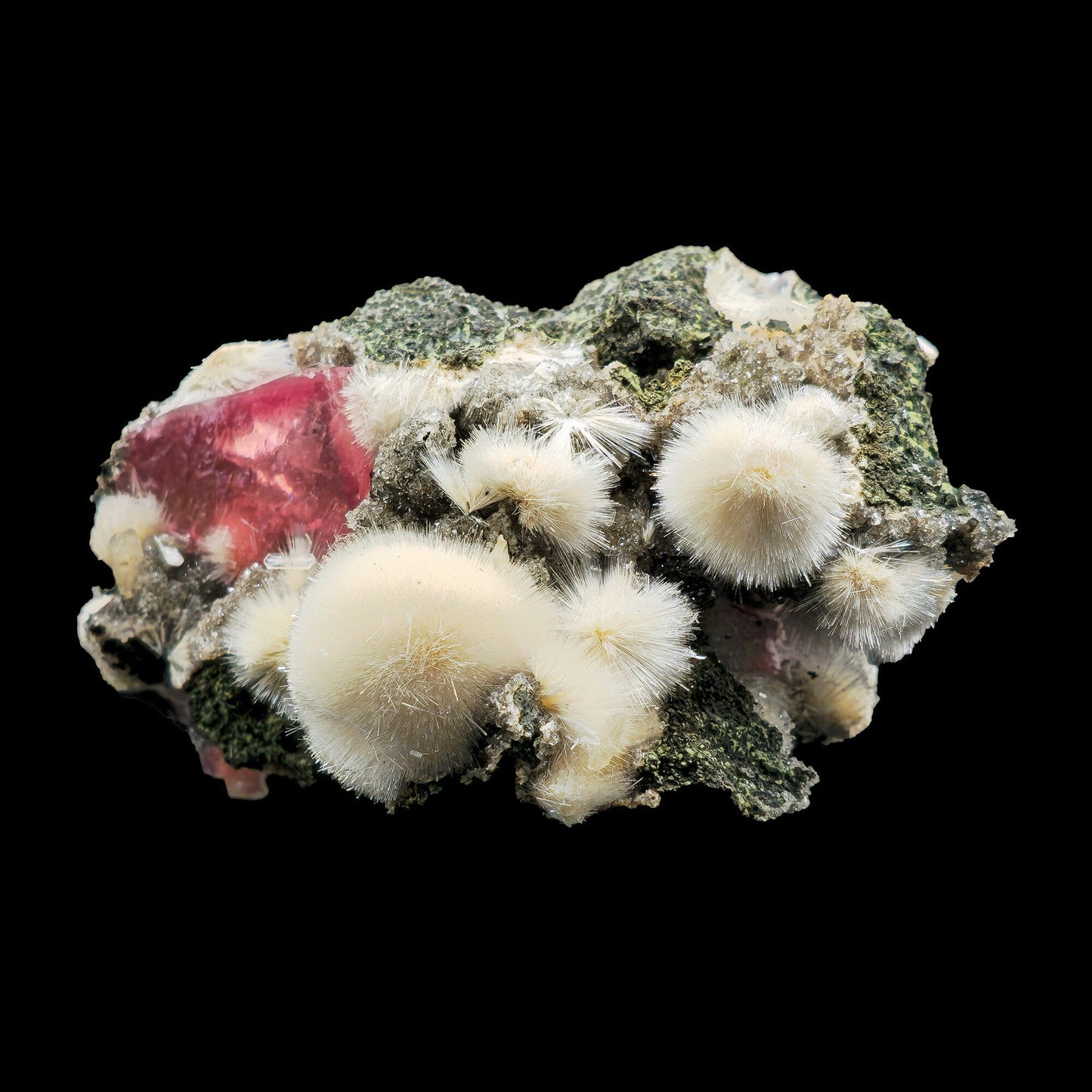 Rare Moldy Raspberry Calcite with Mesolite | Natural Mineral Specimen – Calcite