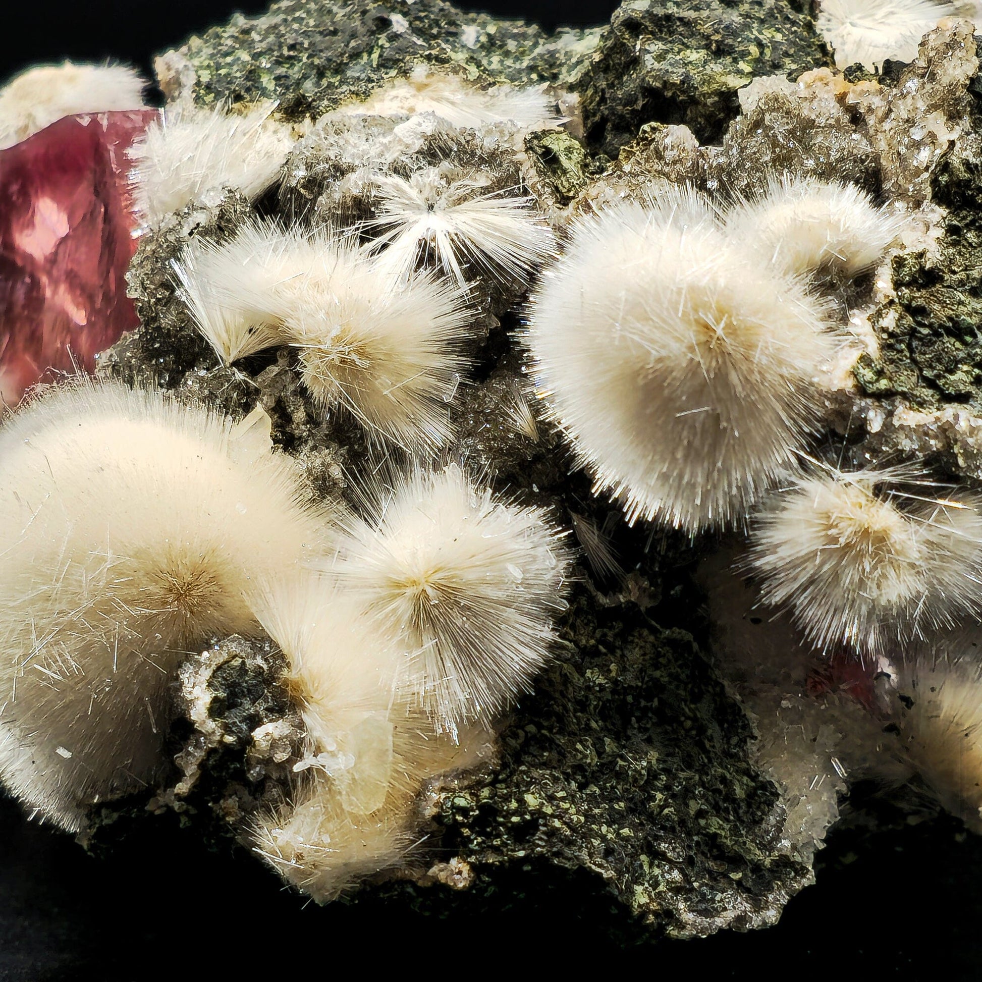 Rare Moldy Raspberry Calcite with Mesolite | Natural Mineral Specimen – Calcite