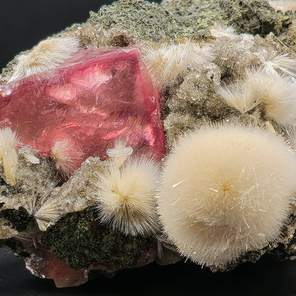 Rare Moldy Raspberry Calcite with Mesolite | Natural Mineral Specimen – Calcite