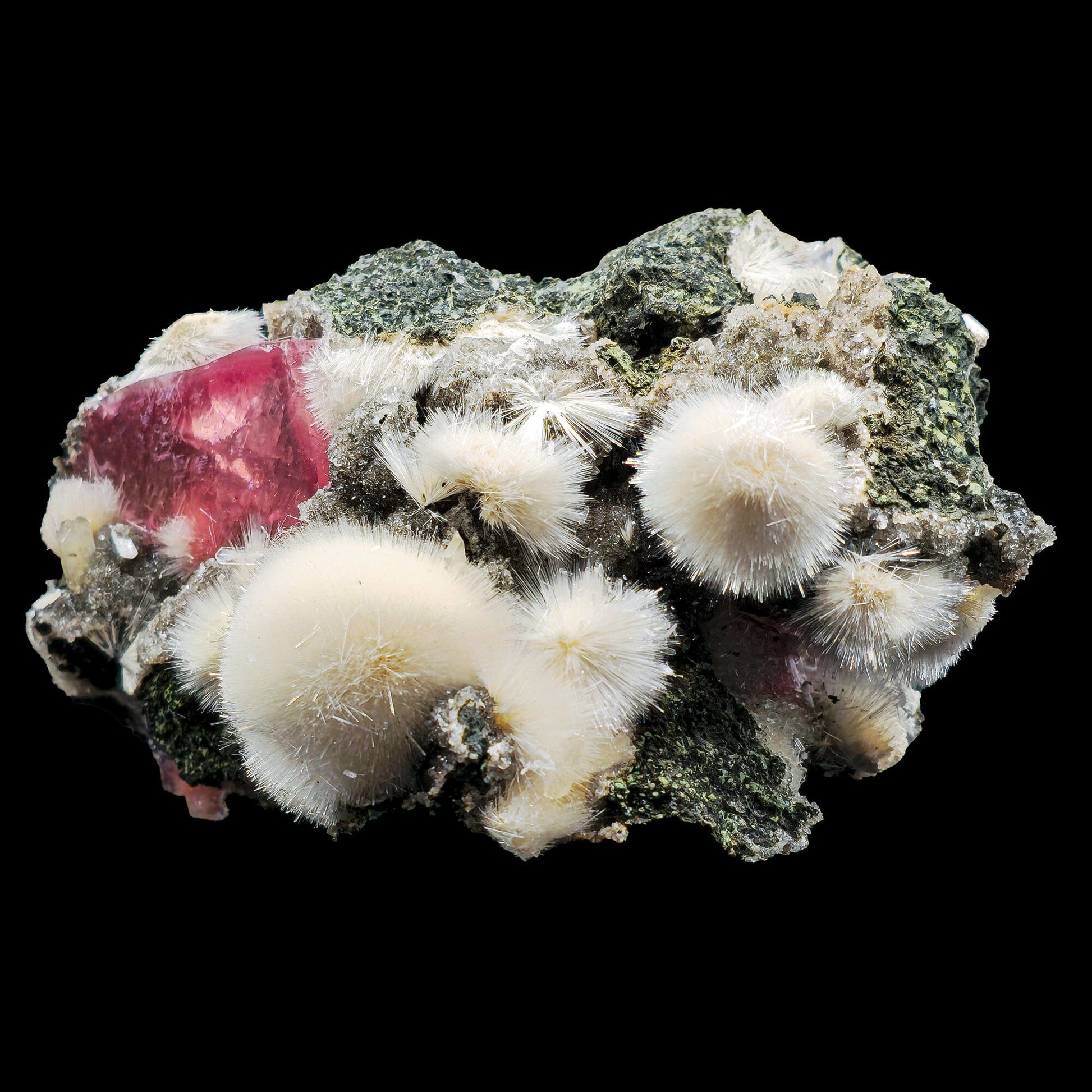 Rare Moldy Raspberry Calcite with Mesolite | Natural Mineral Specimen – Calcite