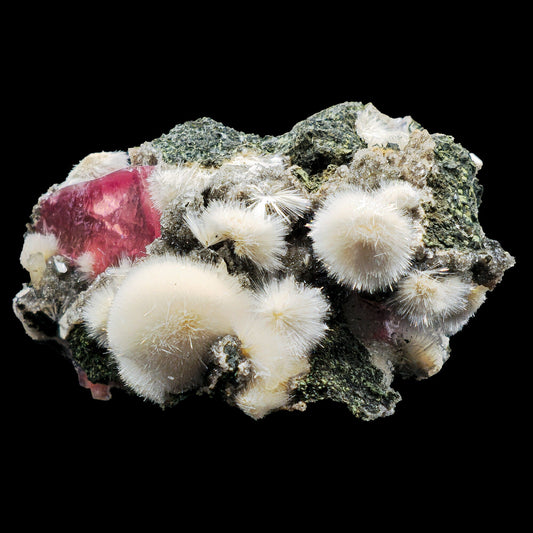 Rare Moldy Raspberry Calcite with Mesolite | Natural Mineral Specimen – Calcite