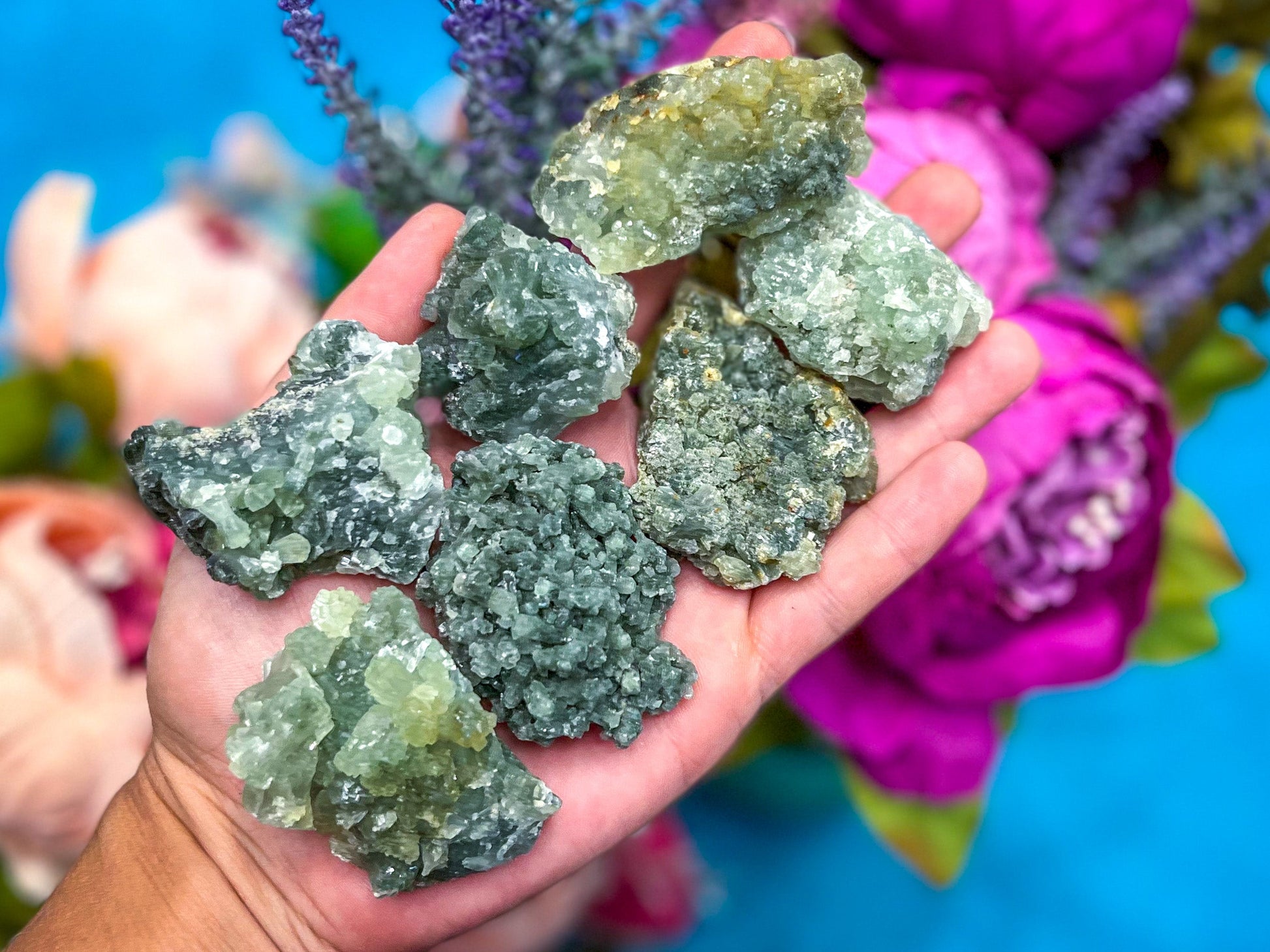 Raw Dark Green Prehnite Specimens – 41-50 GRAMS