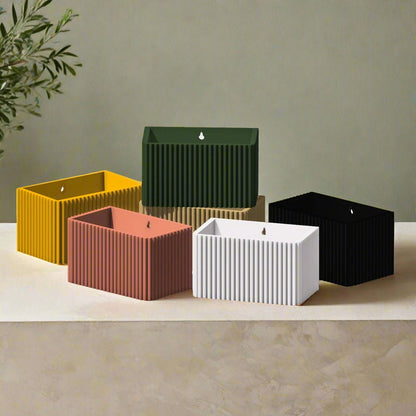 Ribbed Wall Planter Rectangle | 3D Printed Hanging Plant Pot – Xl Wall Planter