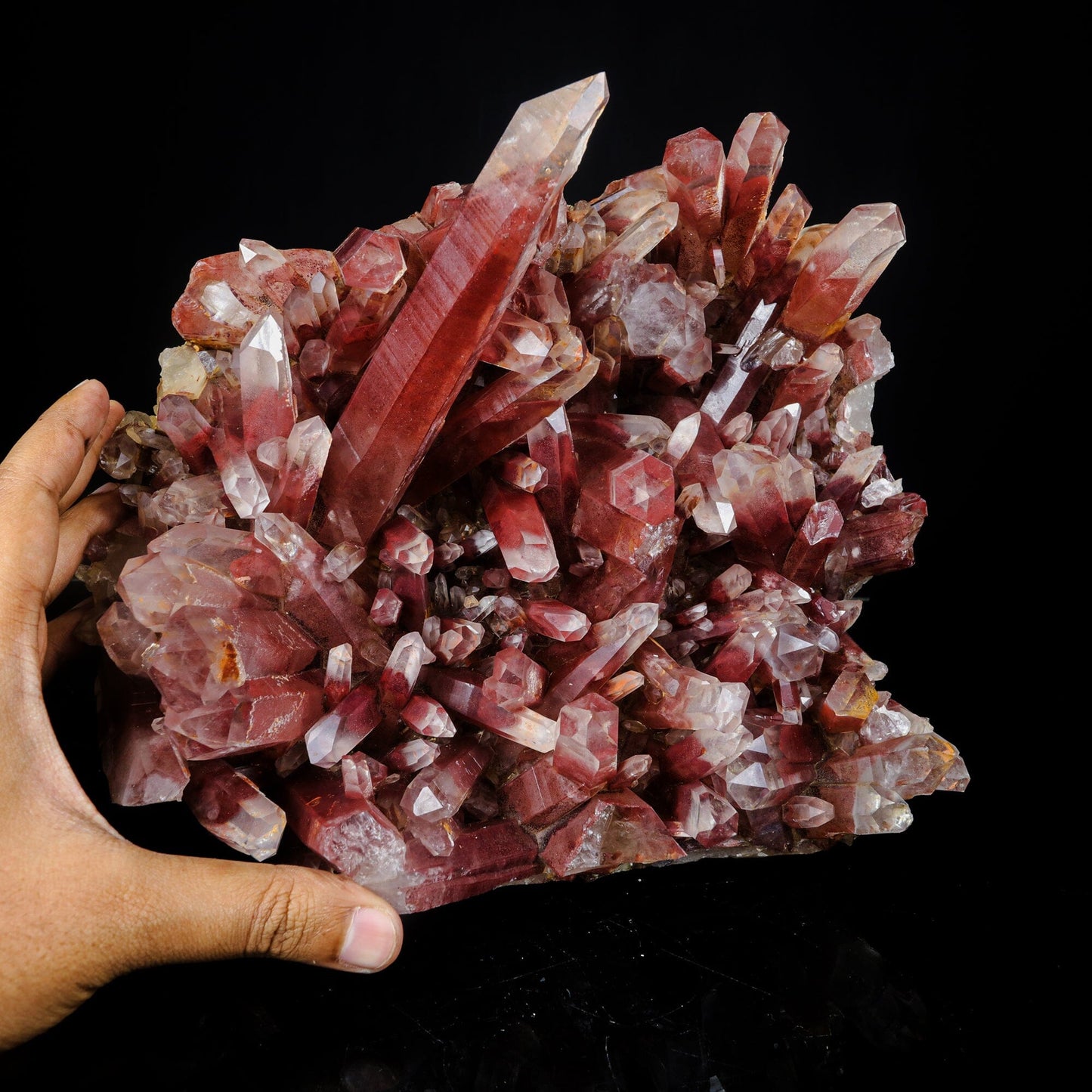 Red Phantom Quartz Cluster Natural Mineral Specimen USA – Thomsonite
