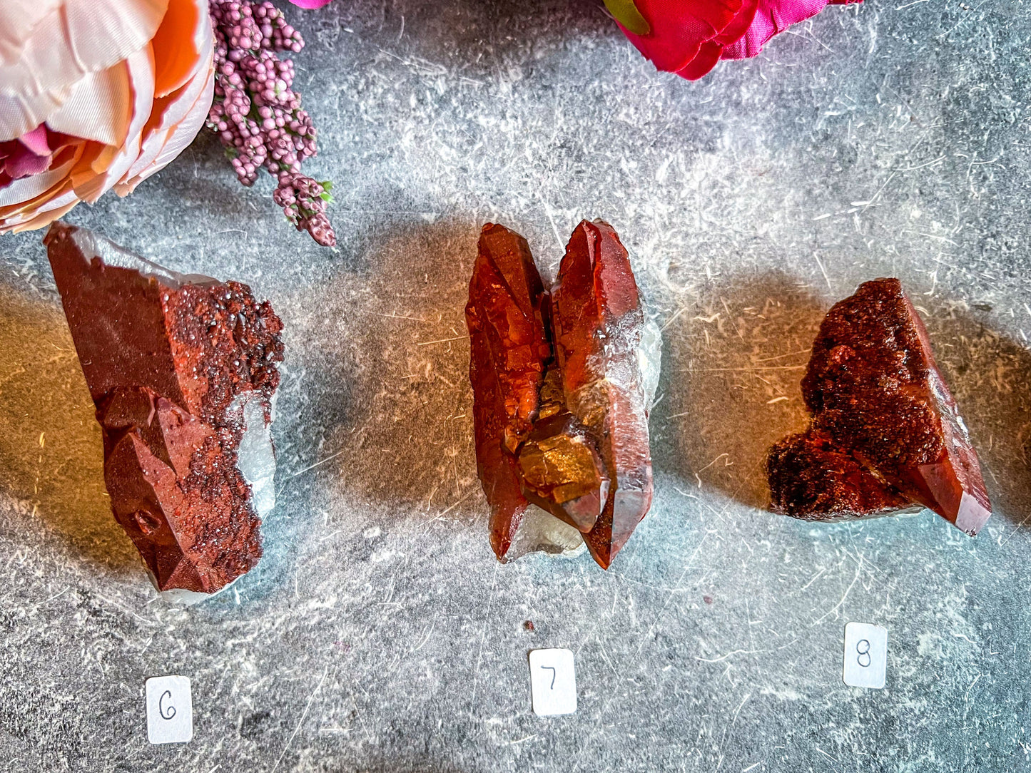 Raw Red Hematoid Quartz Clusters