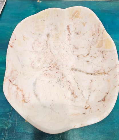 Extra-Large Hand-Carved Onyx Bowl – Natural Stone Centerpiece – 17.25"