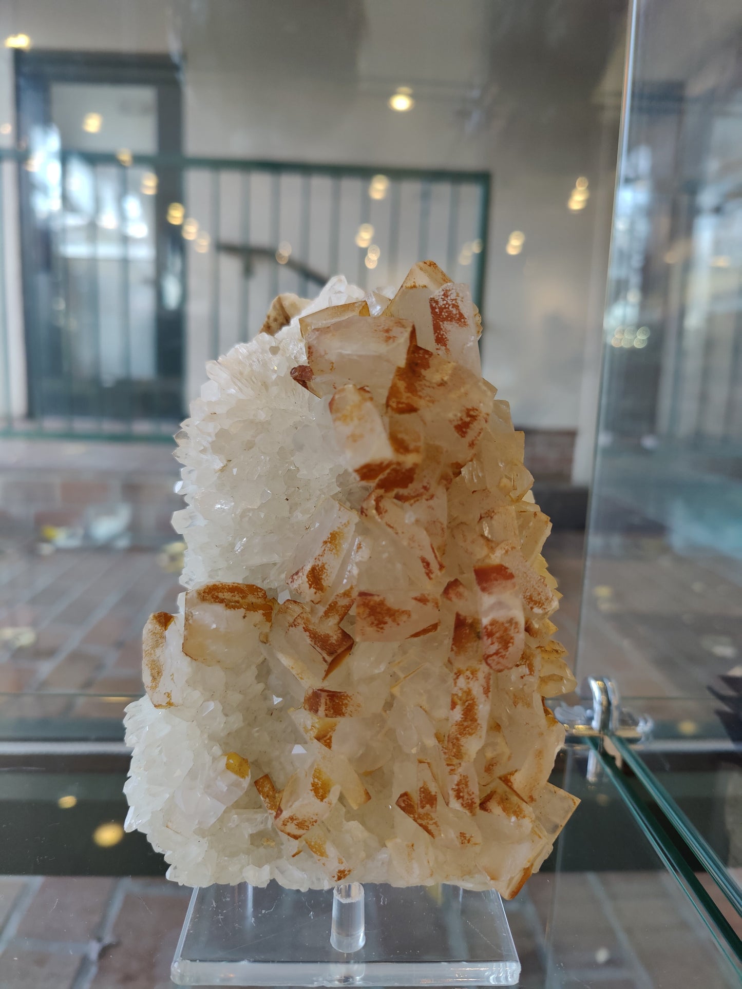 Orange Barite on Quartz Crystal Cluster - Large Specimen – Minerals