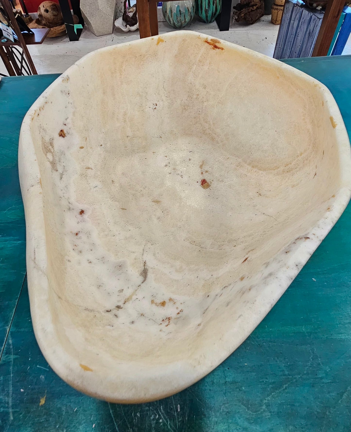 Massive Hand-Carved Onyx Bowl – Natural Stone Centerpiece – 20" – Decorative Bowl