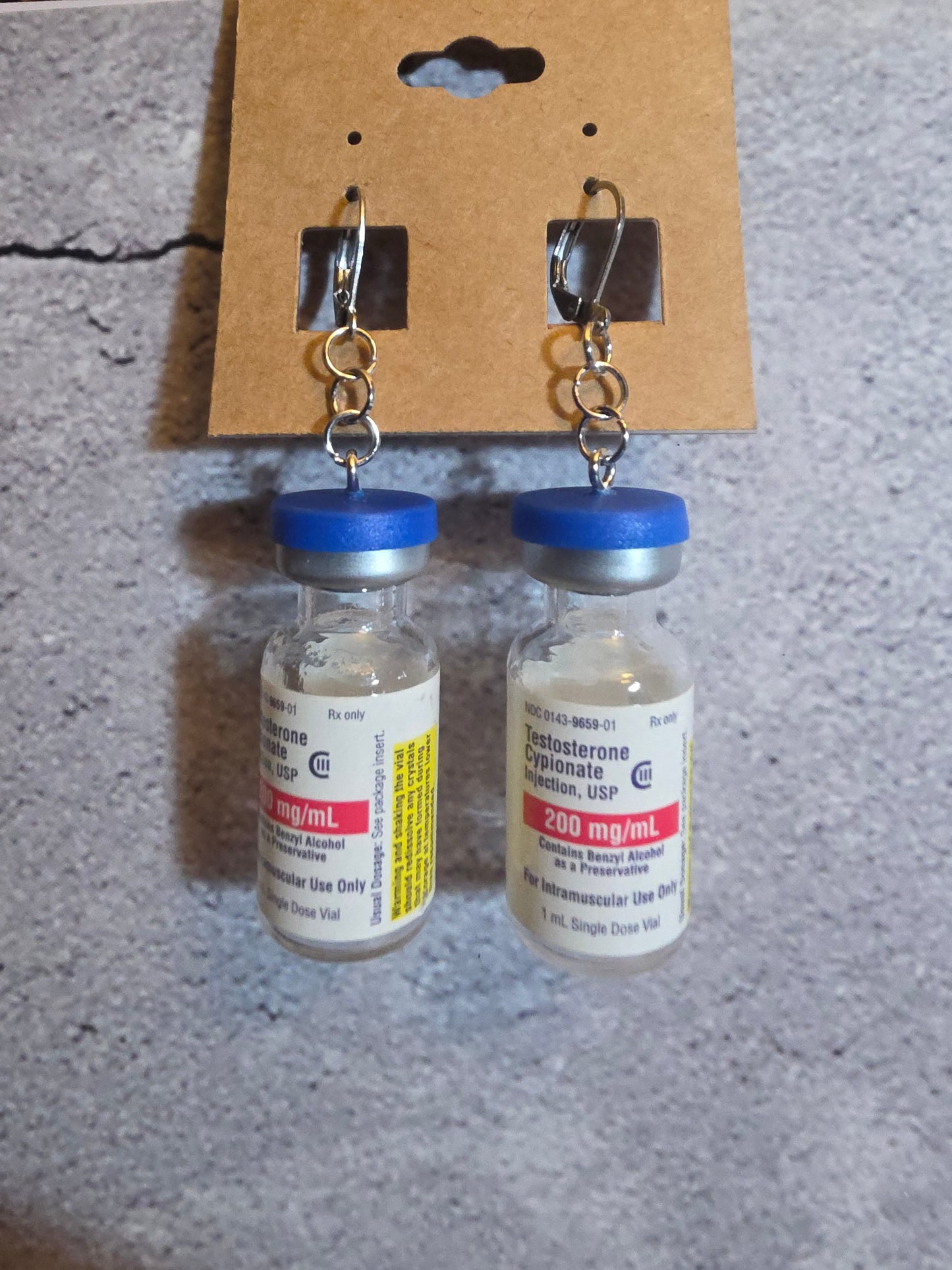 Testosterone Bottle Earrings – Red