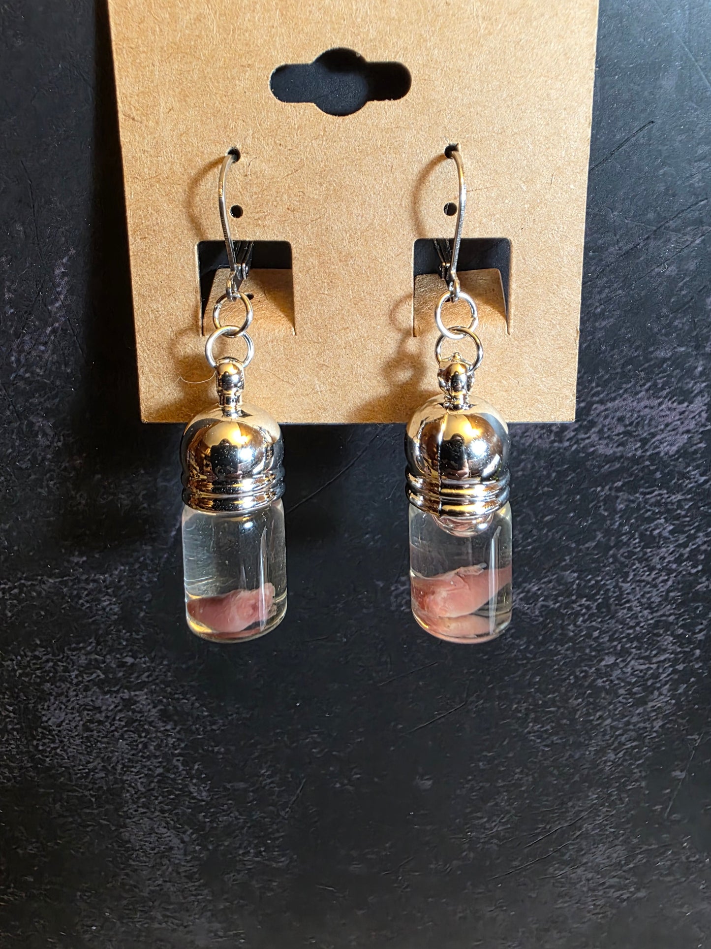 Quail Heart Wet Specimen Earrings –
