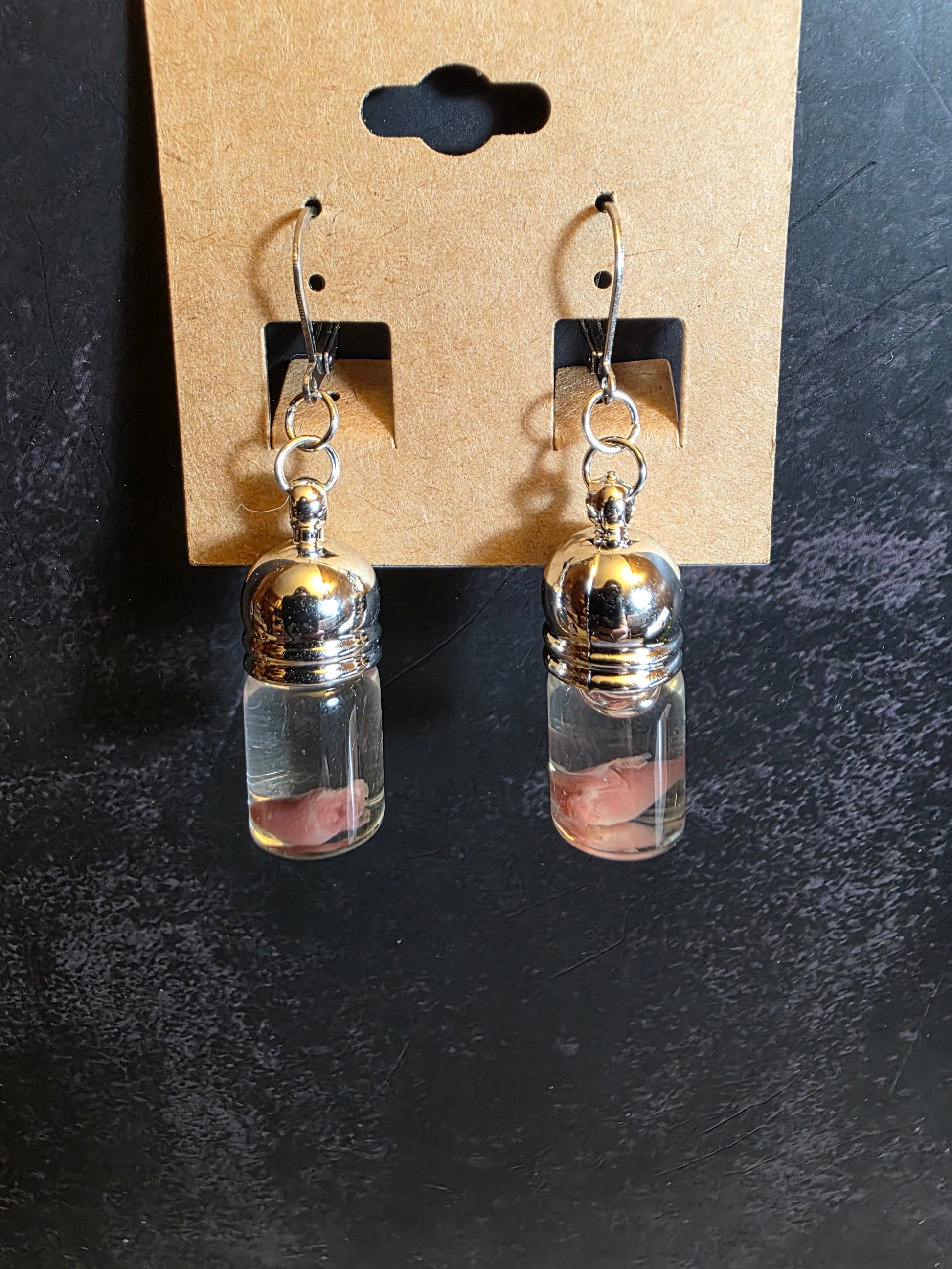 Quail Heart Wet Specimen Earrings –