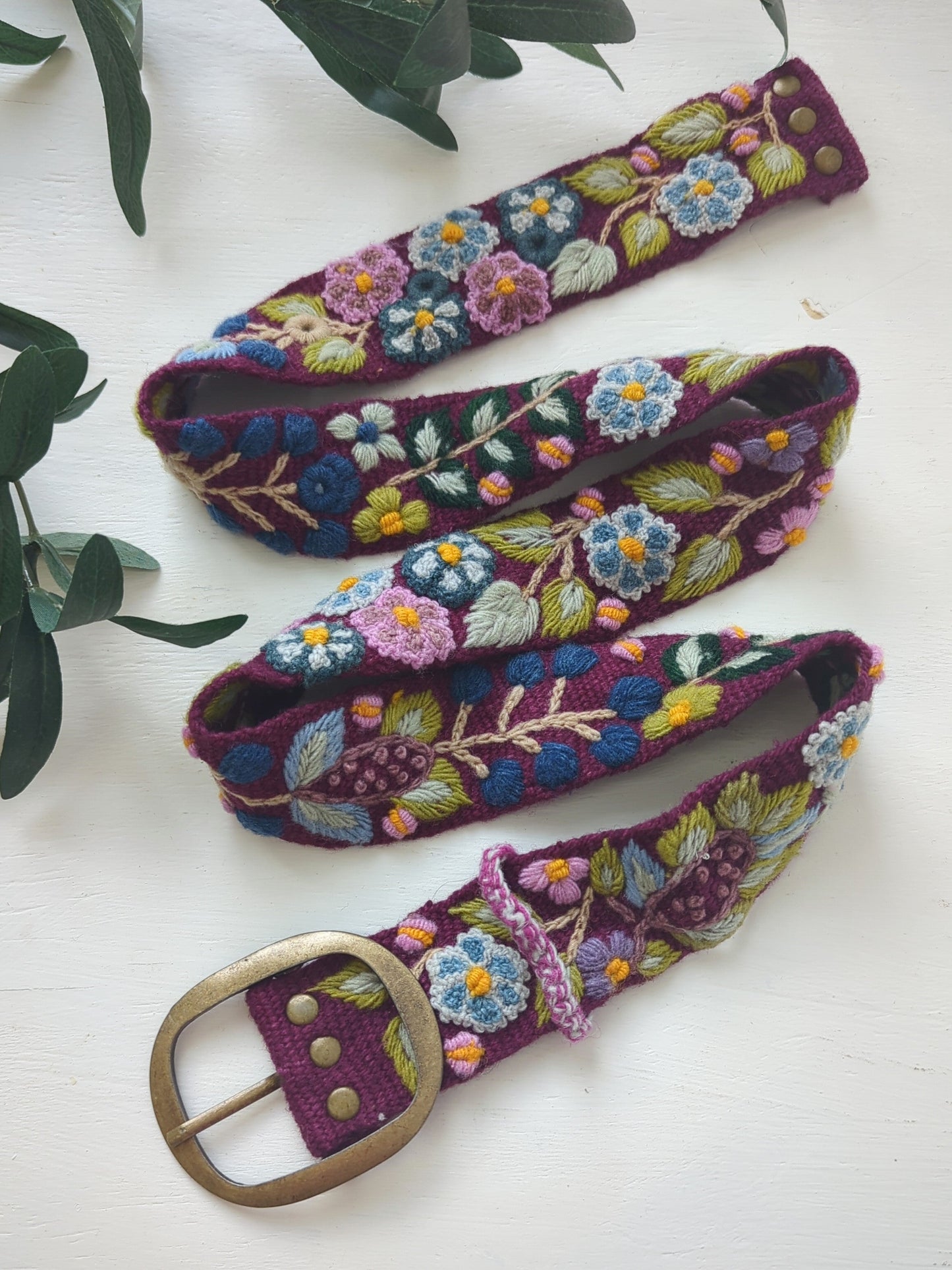 Wildberry Embroidered Wide Belt – Plum belt