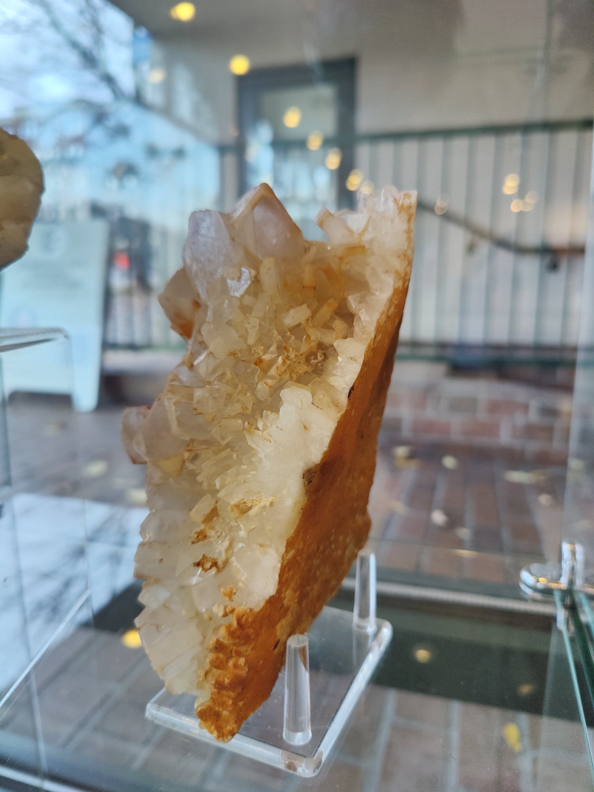 Orange Barite on Quartz Crystal Cluster - Large Specimen – Minerals