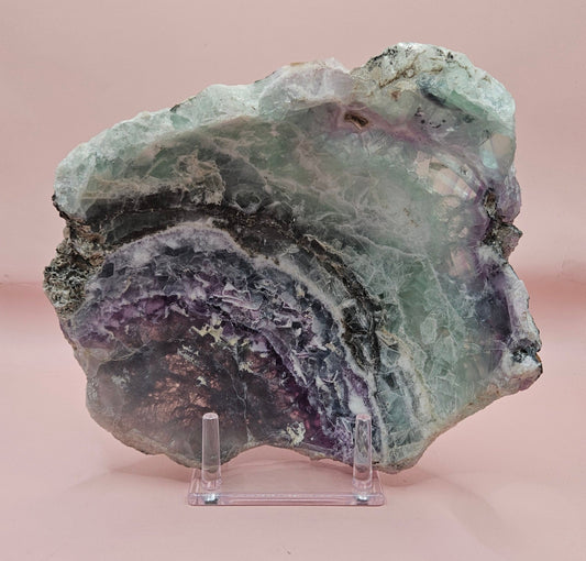 Carved Fluorite Bowl – Polished Gemstone Display Dish – 8"