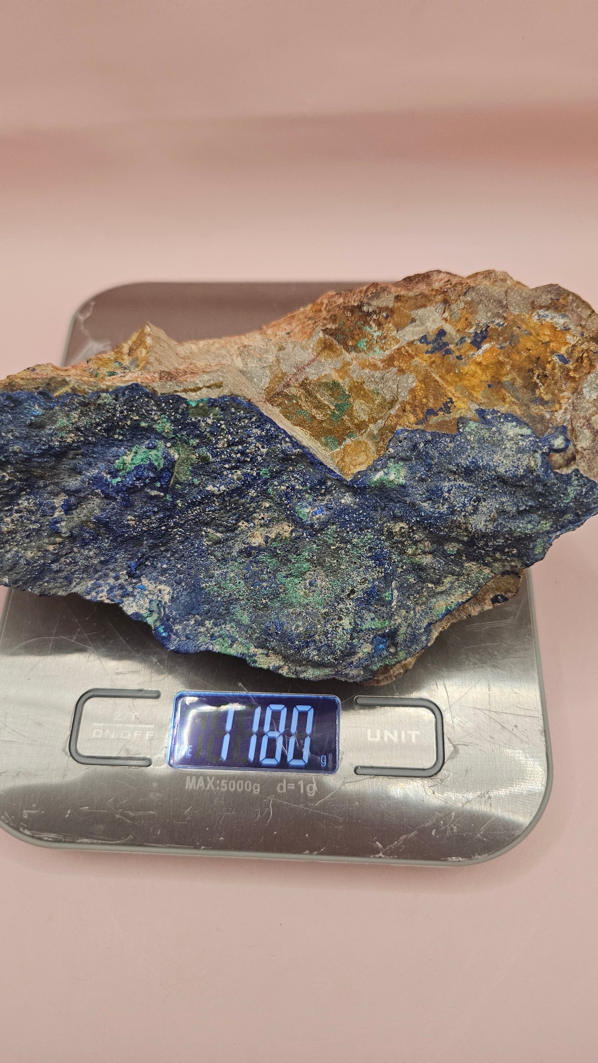 Striking Malachite Azurite Rough Specimen - 1180g | Deep Blue & Vivid Green Copper Mineral –