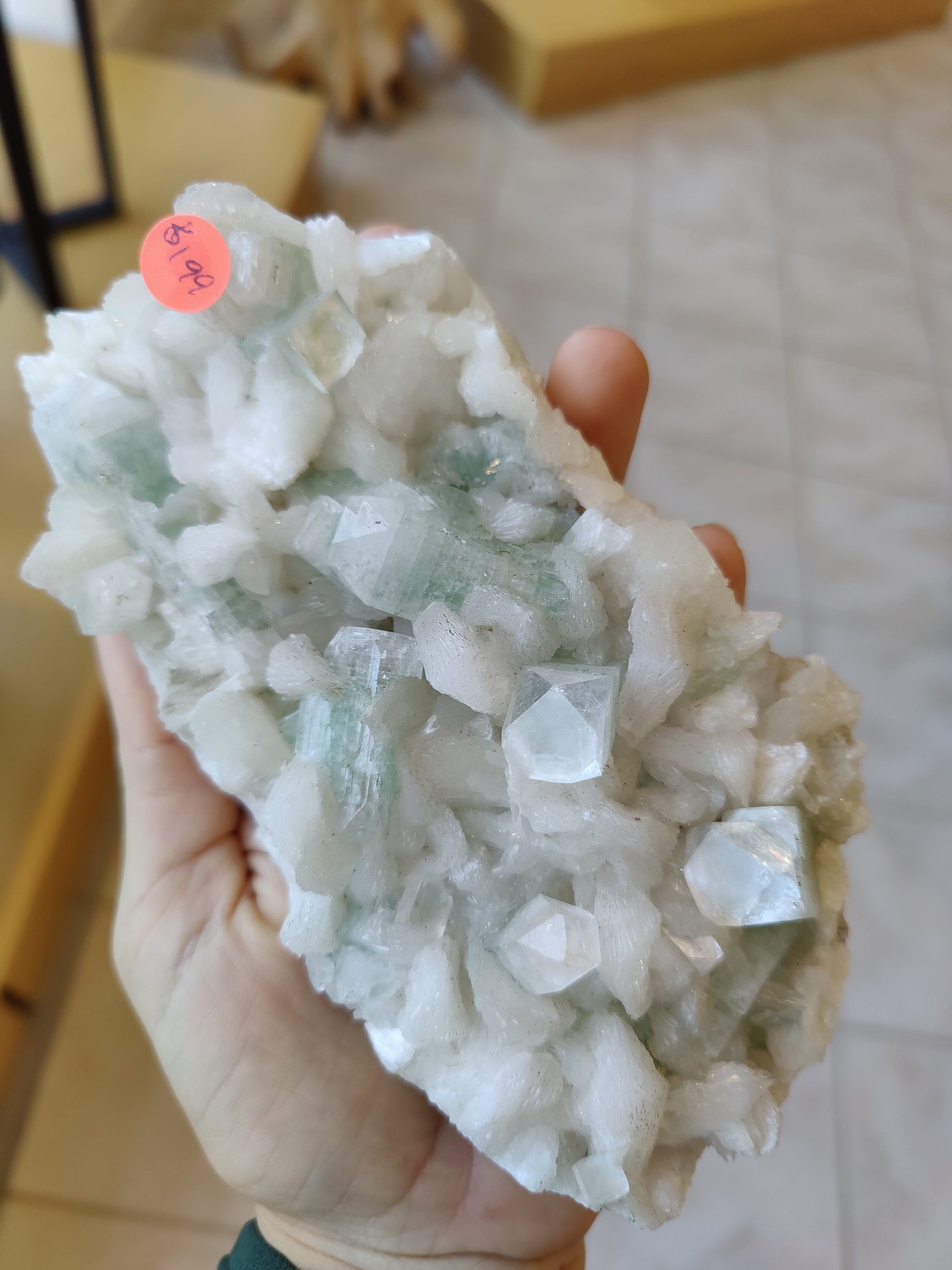 Green Apophyllite Crystal 1.34lb - Stilbite India – Minerals