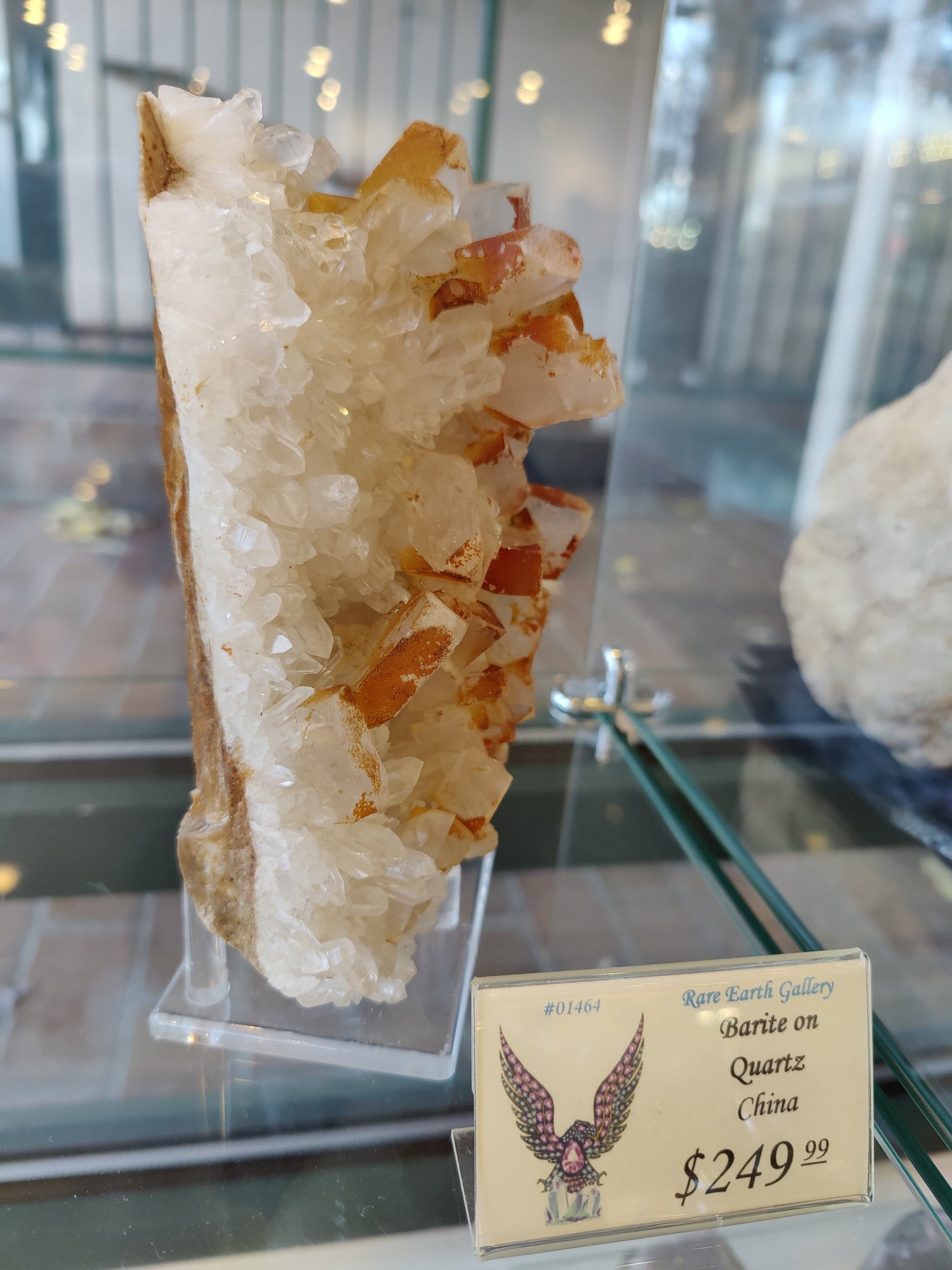 Orange Barite on Quartz Crystal Cluster - Large Specimen – Minerals
