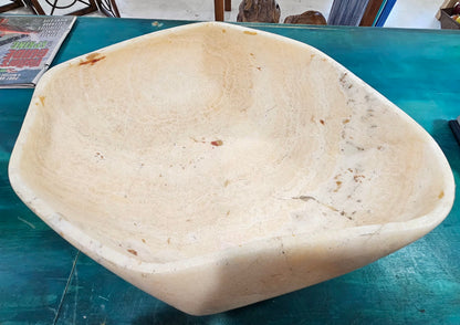 Massive Hand-Carved Onyx Bowl – Natural Stone Centerpiece – 20" – Decorative Bowl