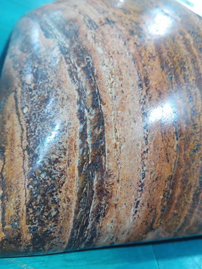 Rust Onyx Rectangle Bowl – 15.75" Decorative Stone Centerpiece – Natural Polished Onyx – Accent Decor