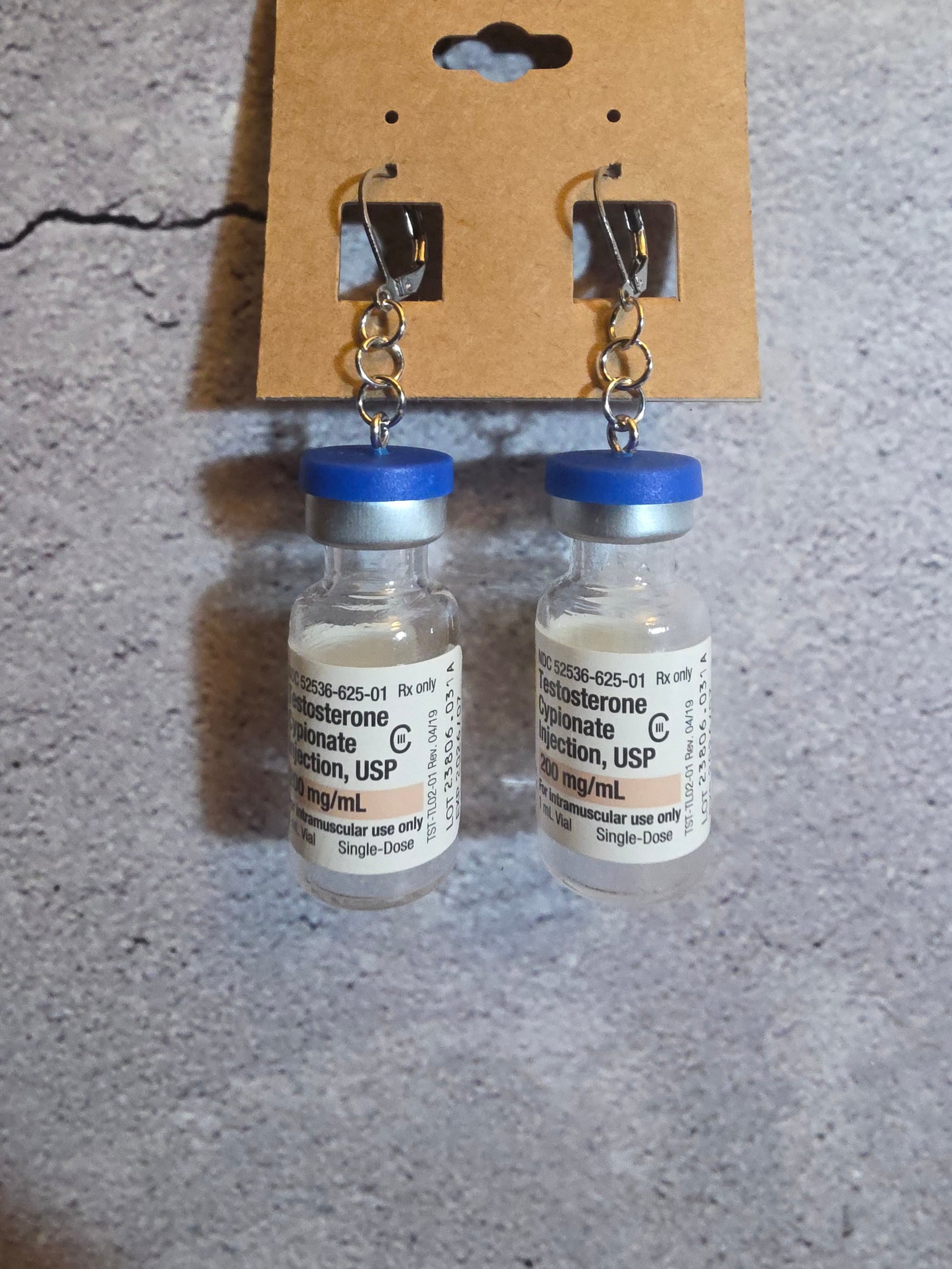 Testosterone Bottle Earrings – Peach