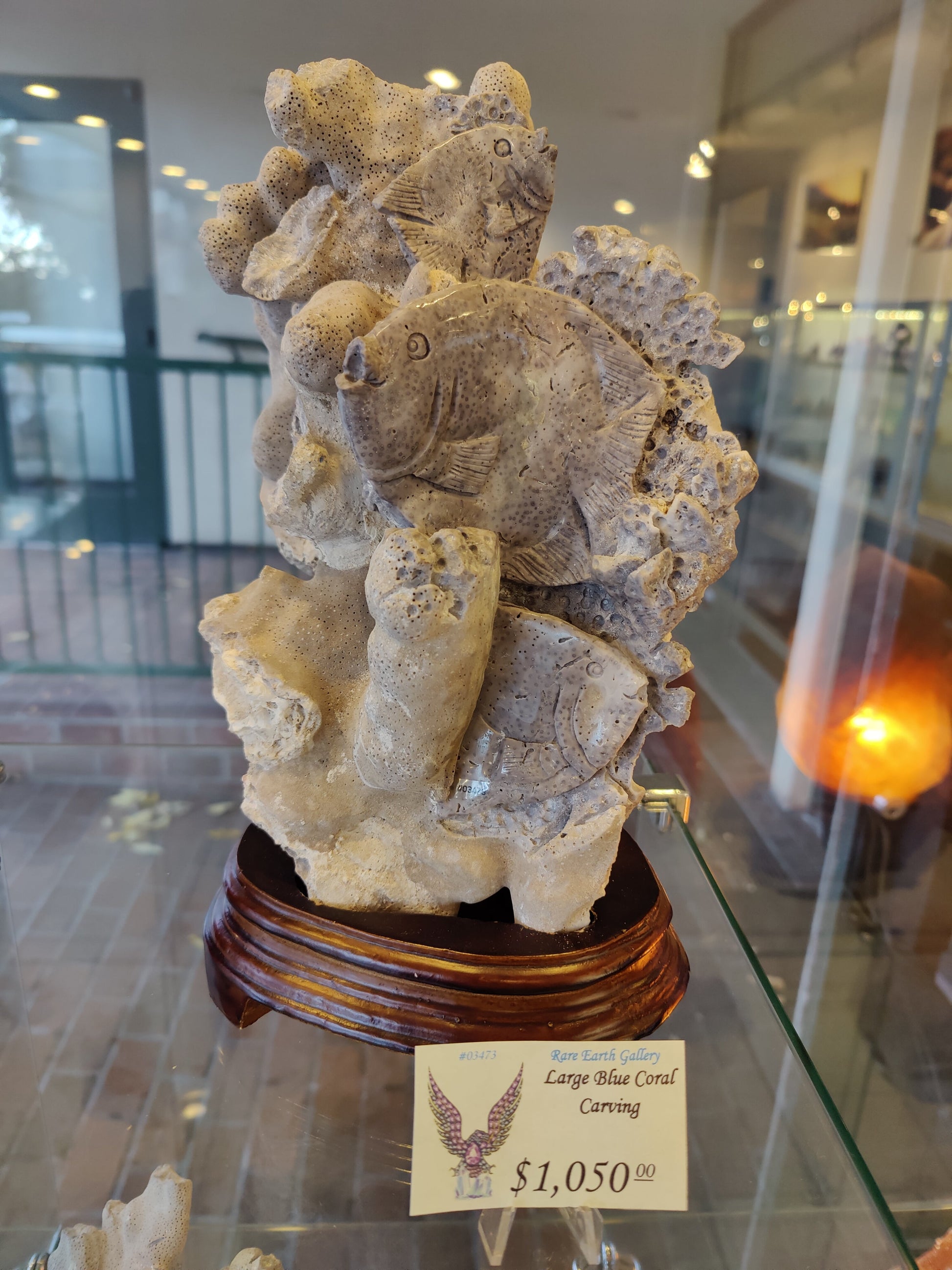 Large Blue Coral Carving – Lapidary