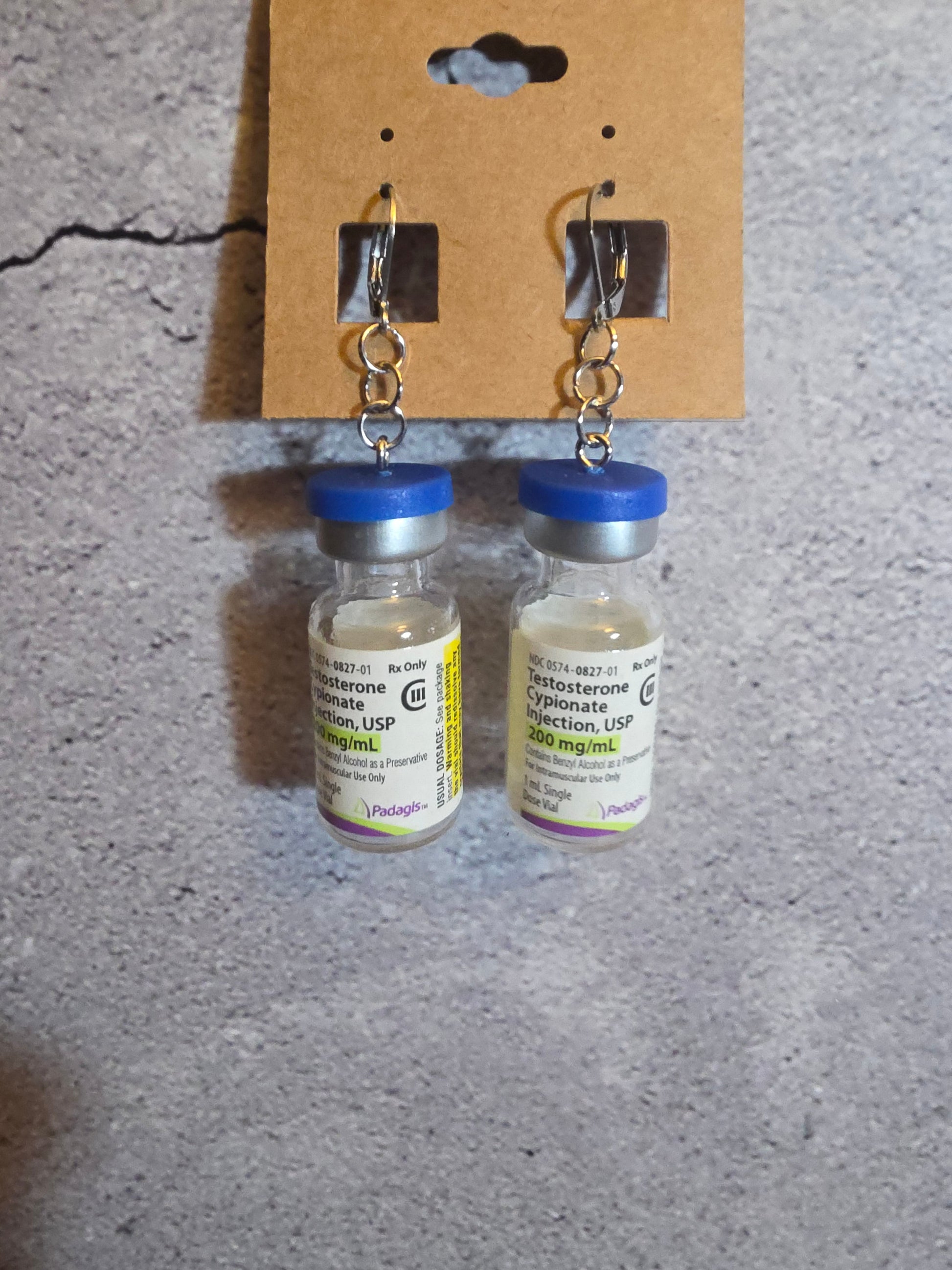Testosterone Bottle Earrings – Purple