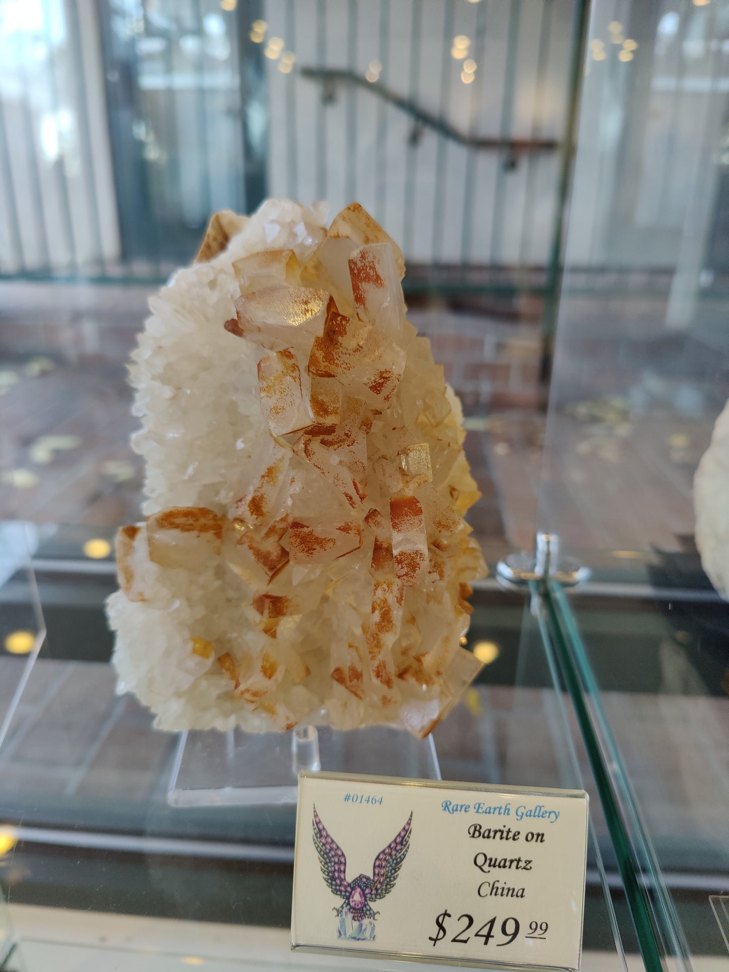 Orange Barite on Quartz Crystal Cluster - Large Specimen – Minerals