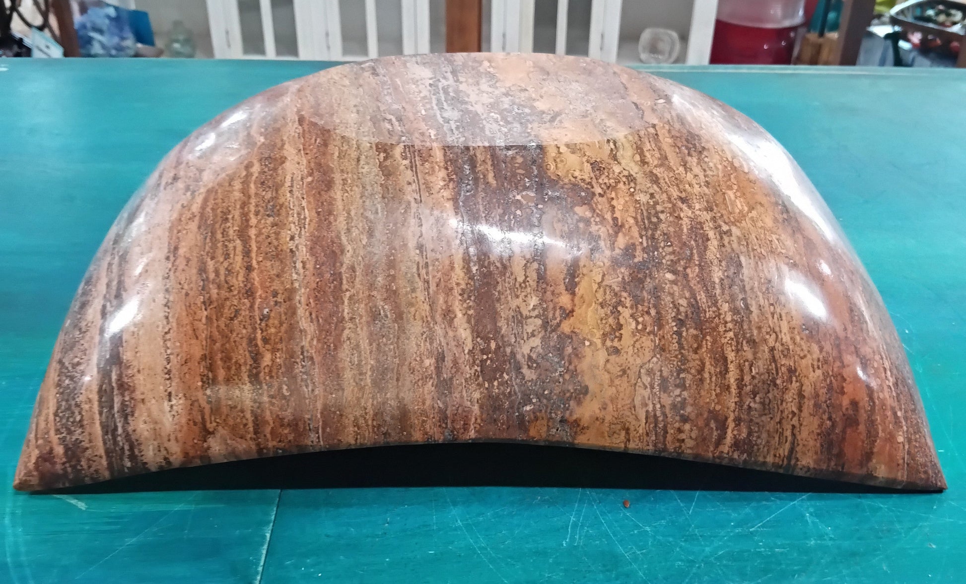 Rust Onyx Rectangle Bowl – 15.75" Decorative Stone Centerpiece – Natural Polished Onyx – Accent Decor