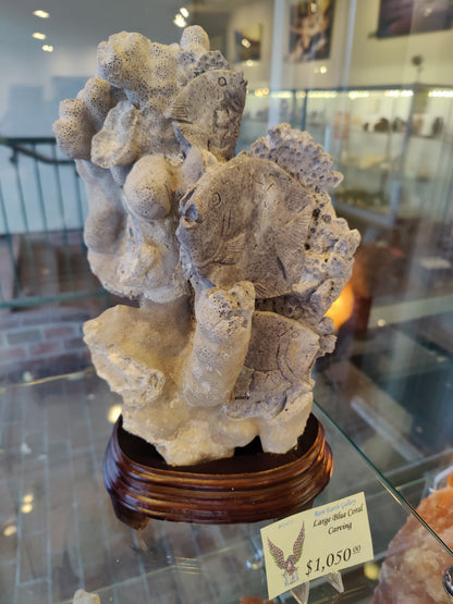 Large Blue Coral Carving – Lapidary