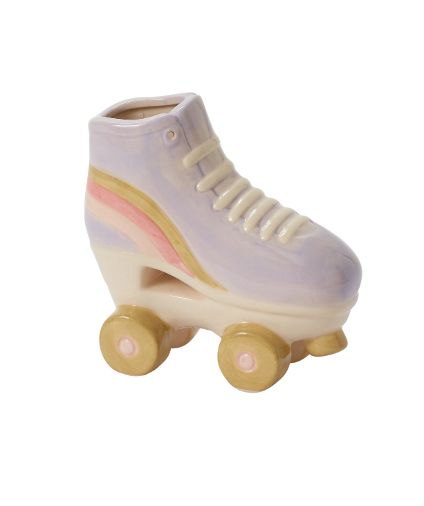 Ceramic Roller Skate Planter | Purple Plant Pot