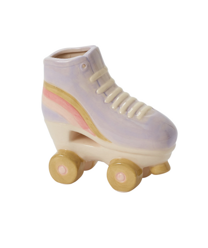 Ceramic Roller Skate Planter | Purple Plant Pot