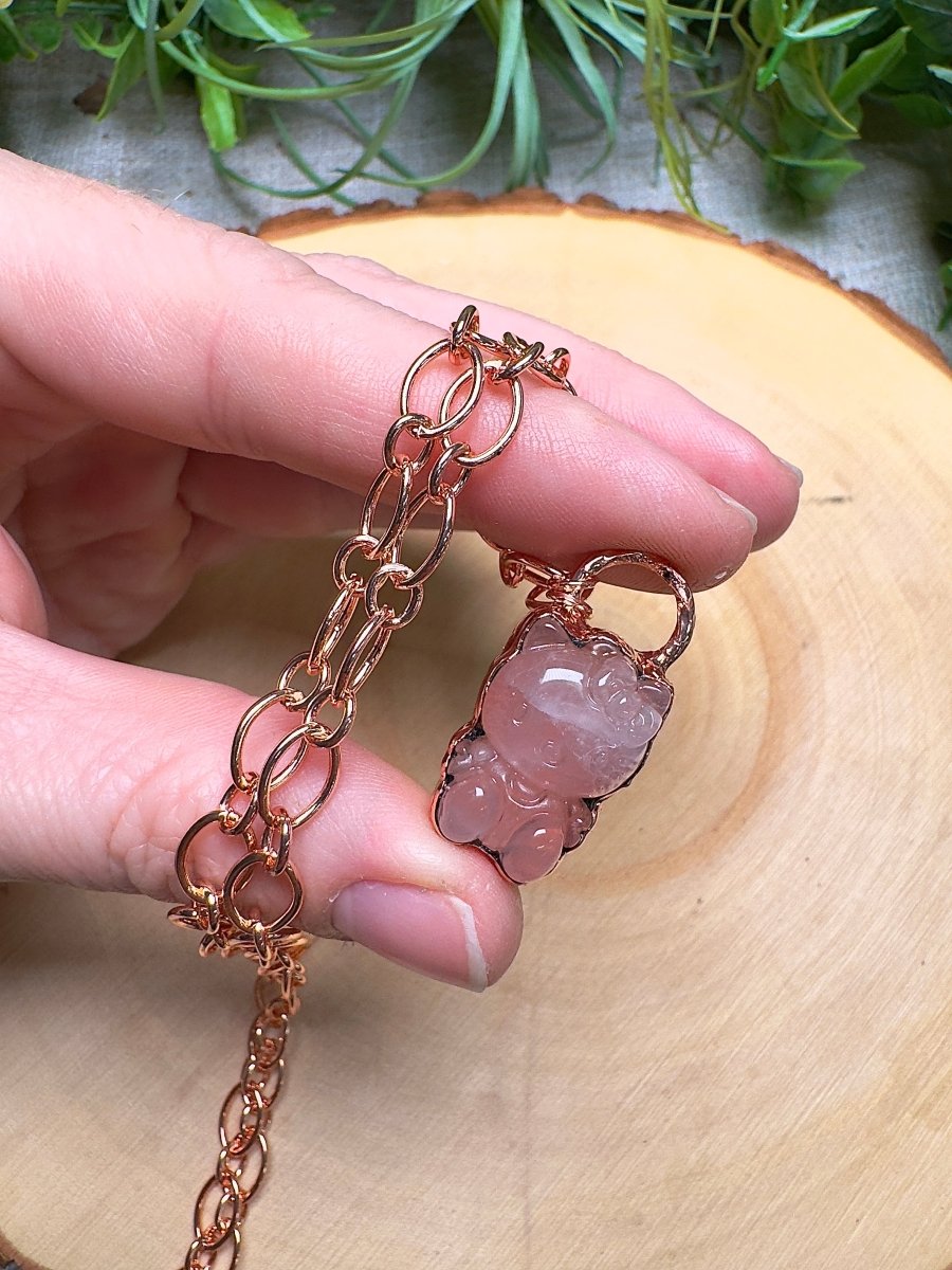 Rose Quartz Hello Kitty Necklace – Necklace